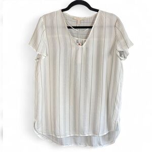 Esprit Light Gray & White Striped V-Neck Blouse